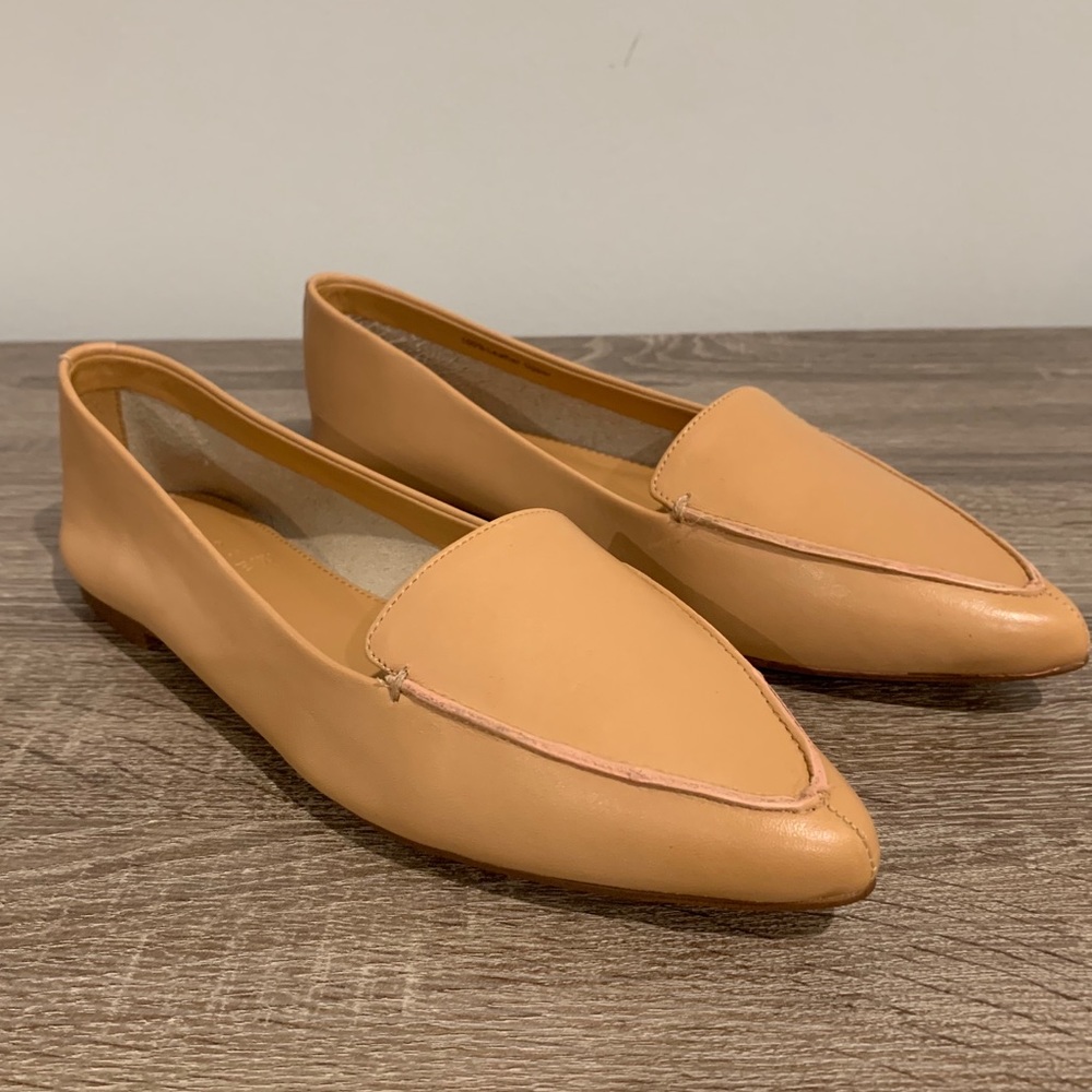 J.Crew Factory Edie Leather Flat - Warm Beige
